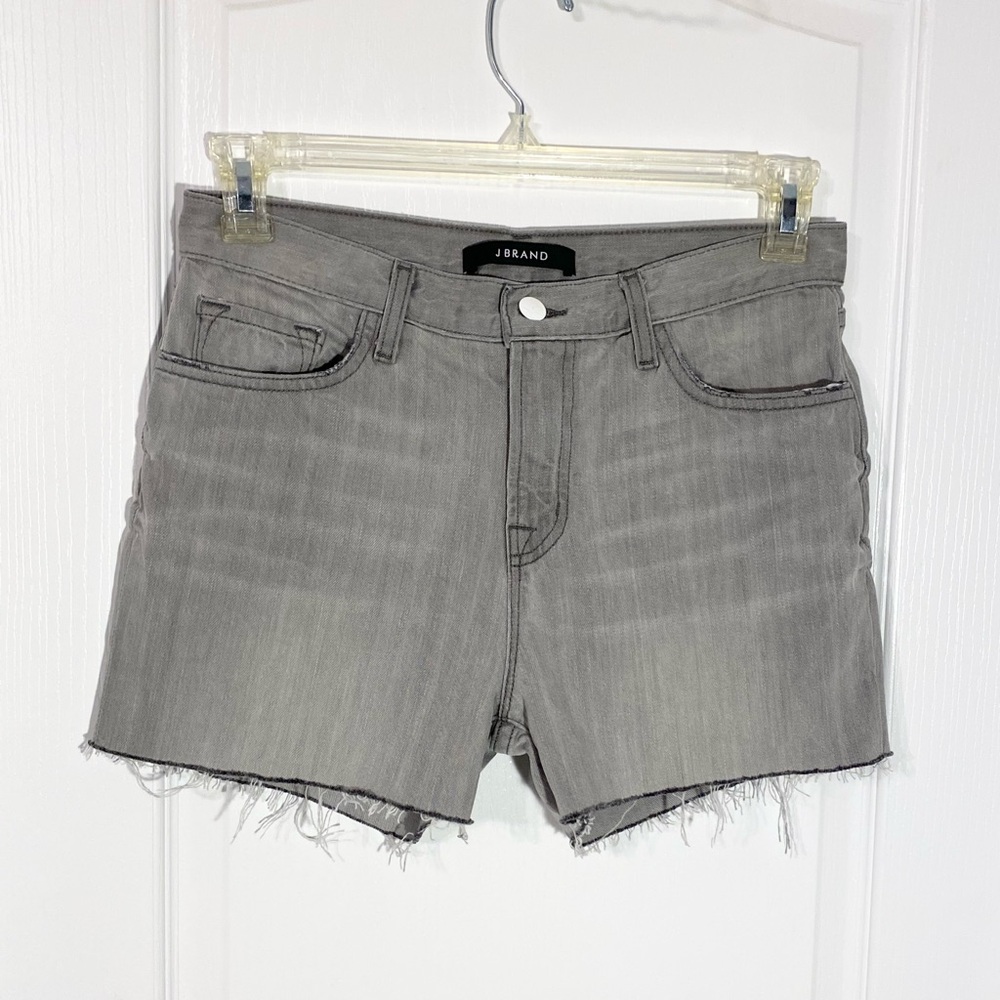 J BRAND Straight Leg High Waist Boyfriend Jean Shorts USA MADE Gray Size 26